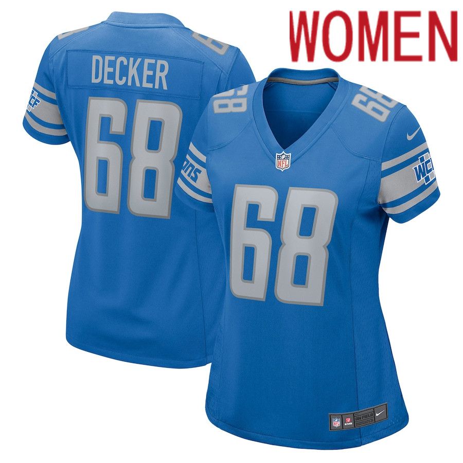 Women Detroit Lions #68 Taylor Decker Nike Blue Game NFL Jersey->women nfl jersey->Women Jersey